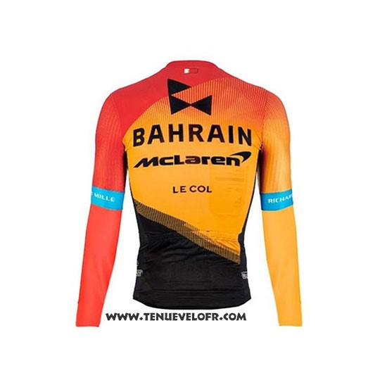 2020 Maillot Ciclismo Bahrain Mclaren Orange Noir Manches Longues et Cuissard